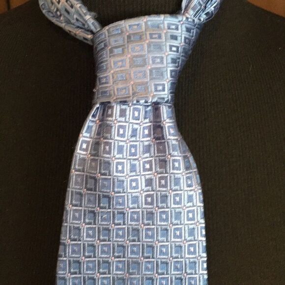 DiCaprio Squares Tie Blue Pink - Picture 4 of 7